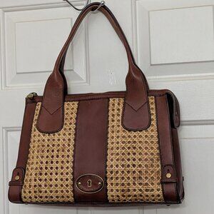 Fossil Vintage Reissue Weekender Brown Leather Satchel Overnight Tote Business